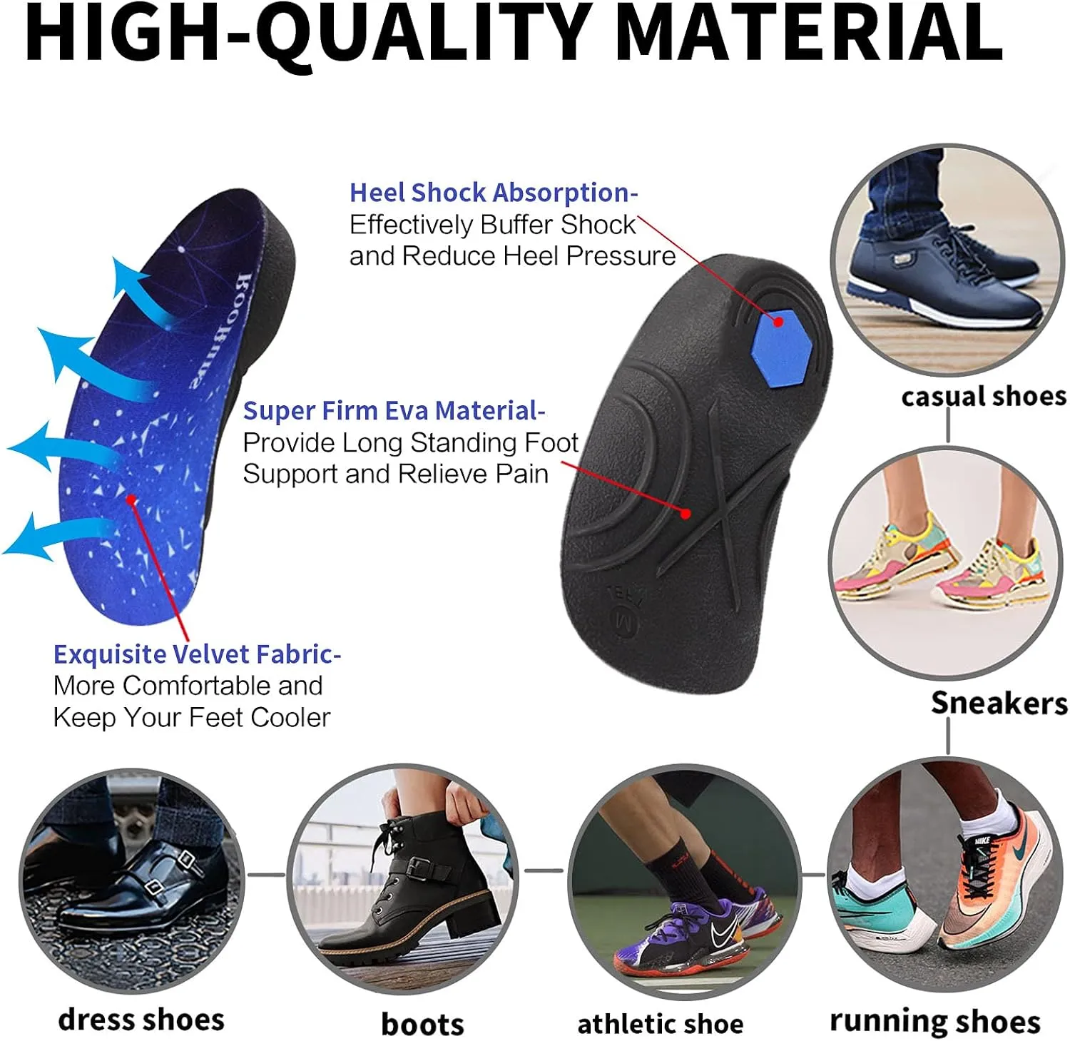 Arch Support, 330  lbs Plantar Fasciitis Insoles, 3/4 Length Orthotic Inserts for Women & Men Heel Pain, Flat Feet,Heavy Duty Strong Support Pain Relief for Walking Running