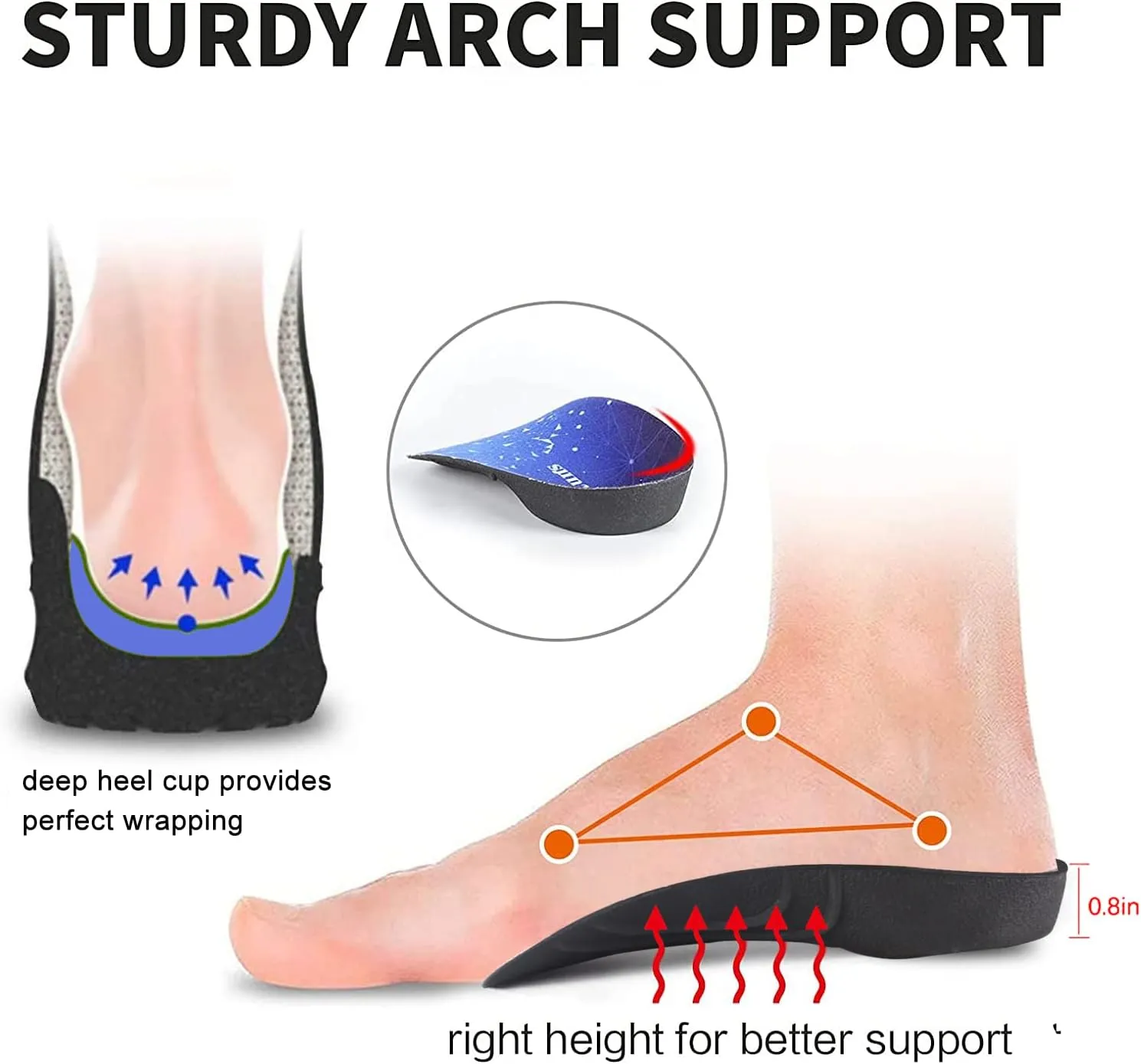 Arch Support, 330  lbs Plantar Fasciitis Insoles, 3/4 Length Orthotic Inserts for Women & Men Heel Pain, Flat Feet,Heavy Duty Strong Support Pain Relief for Walking Running