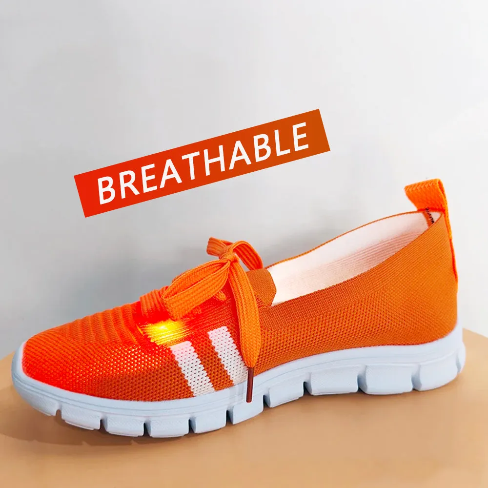 Betterthy Women's Striped Pattern Sneakers, Casual Flying Woven Shoes