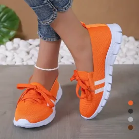Betterthy Women's Striped Pattern Sneakers, Casual Flying Woven Shoes
