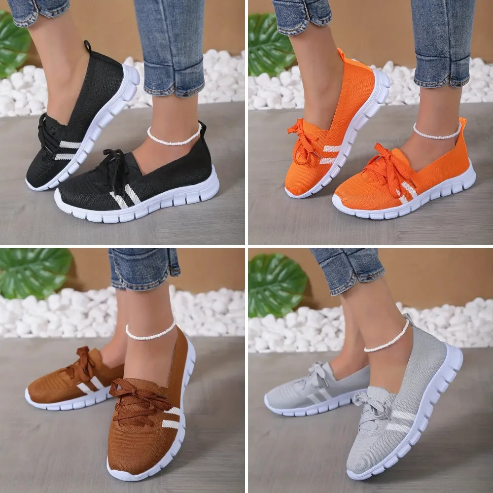 Betterthy Women's Striped Pattern Sneakers, Casual Flying Woven Shoes