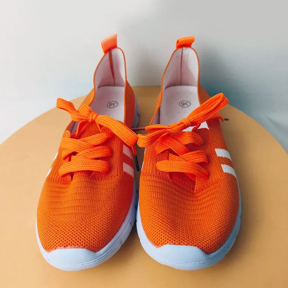 Betterthy Women's Striped Pattern Sneakers, Casual Flying Woven Shoes
