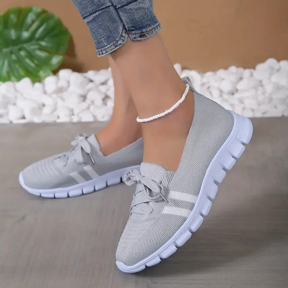 Betterthy Women's Striped Pattern Sneakers, Casual Flying Woven Shoes
