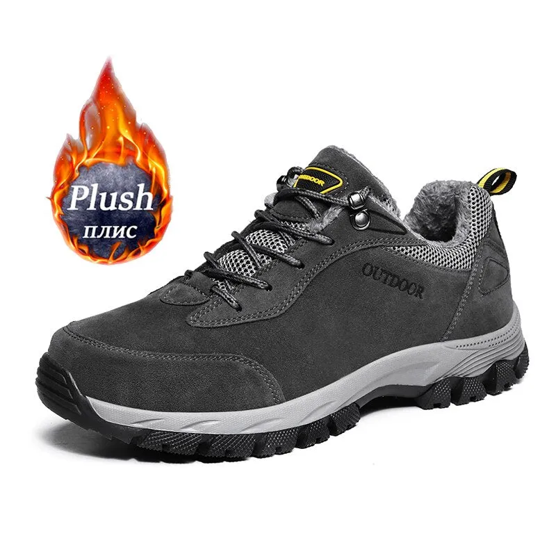 Brand Original Men&#39;s Hiking Shoes Suede Leather Sneakers Man Outdoor Climbing Hunting Plus Size 49 Lace-up Male TennisBoot Plush