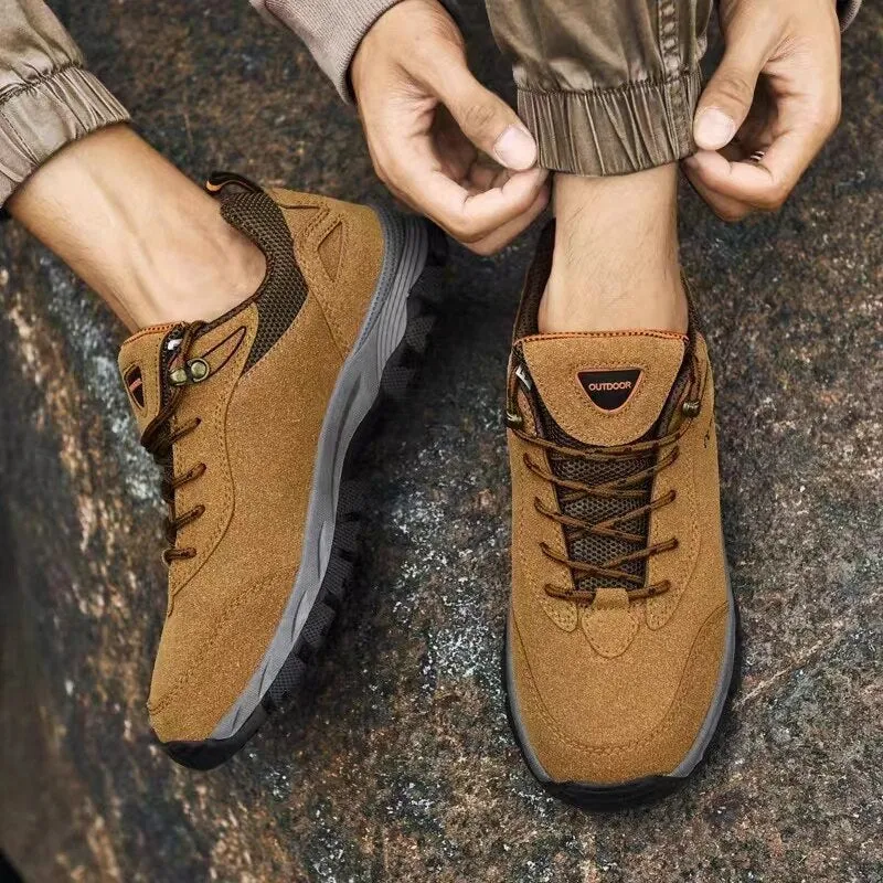 Brand Original Men&#39;s Hiking Shoes Suede Leather Sneakers Man Outdoor Climbing Hunting Plus Size 49 Lace-up Male TennisBoot Plush