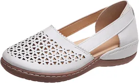 Casual Closed Toe Sandals Women Low Wedge Hollow Out Shoes Dressy Sandals for Office Comfort Wear Orthowear Shoes Lightweight, Breathable, Slip On, Casual for Summer Vacation Beach Walking Shoe