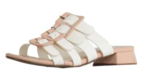Cecelia New York Lexington Pink Multi Buckle Straps Open Toe Heel Slide Sandals