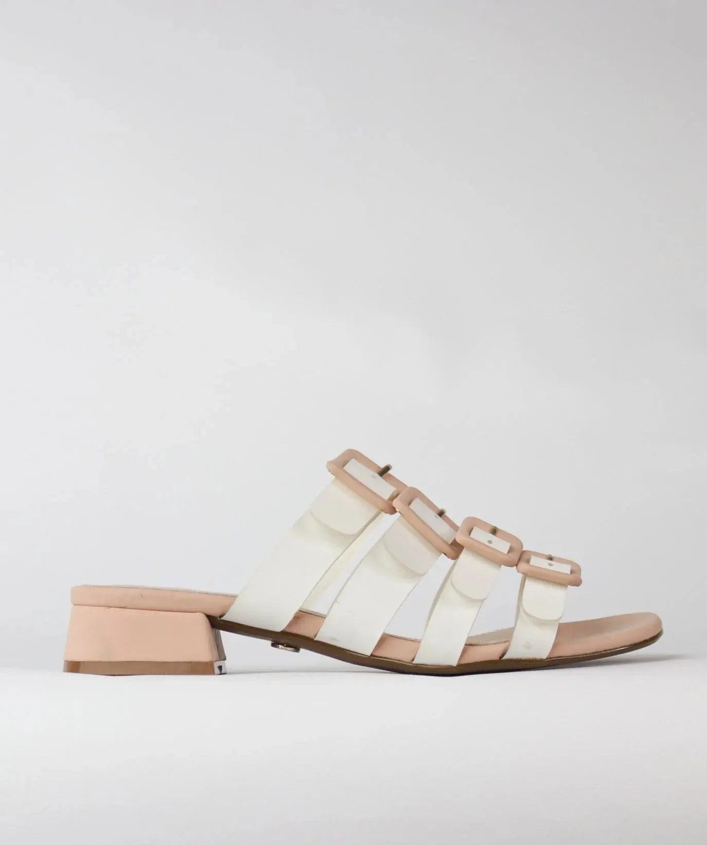 Cecelia New York Lexington Pink Multi Buckle Straps Open Toe Heel Slide Sandals