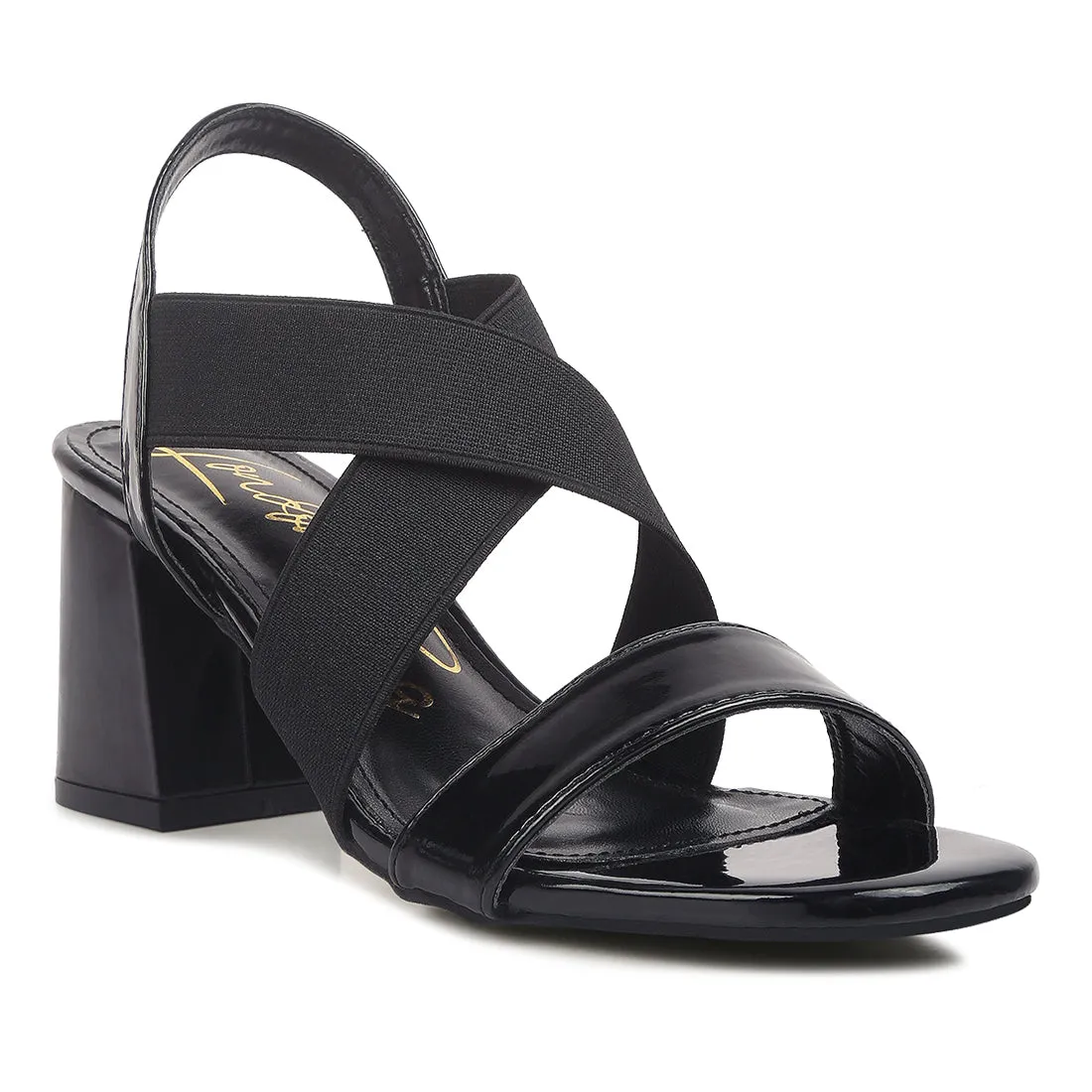 Elastic Straps Block Heel Sandals