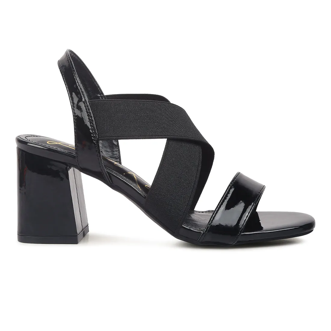 Elastic Straps Block Heel Sandals