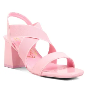 Elastic Straps Block Heel Sandals