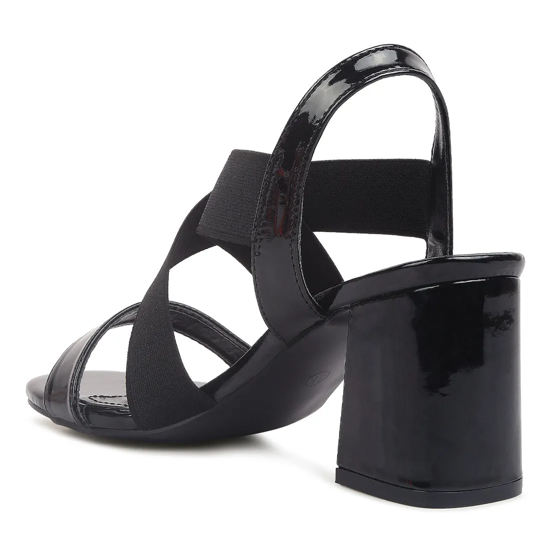 Elastic Straps Block Heel Sandals