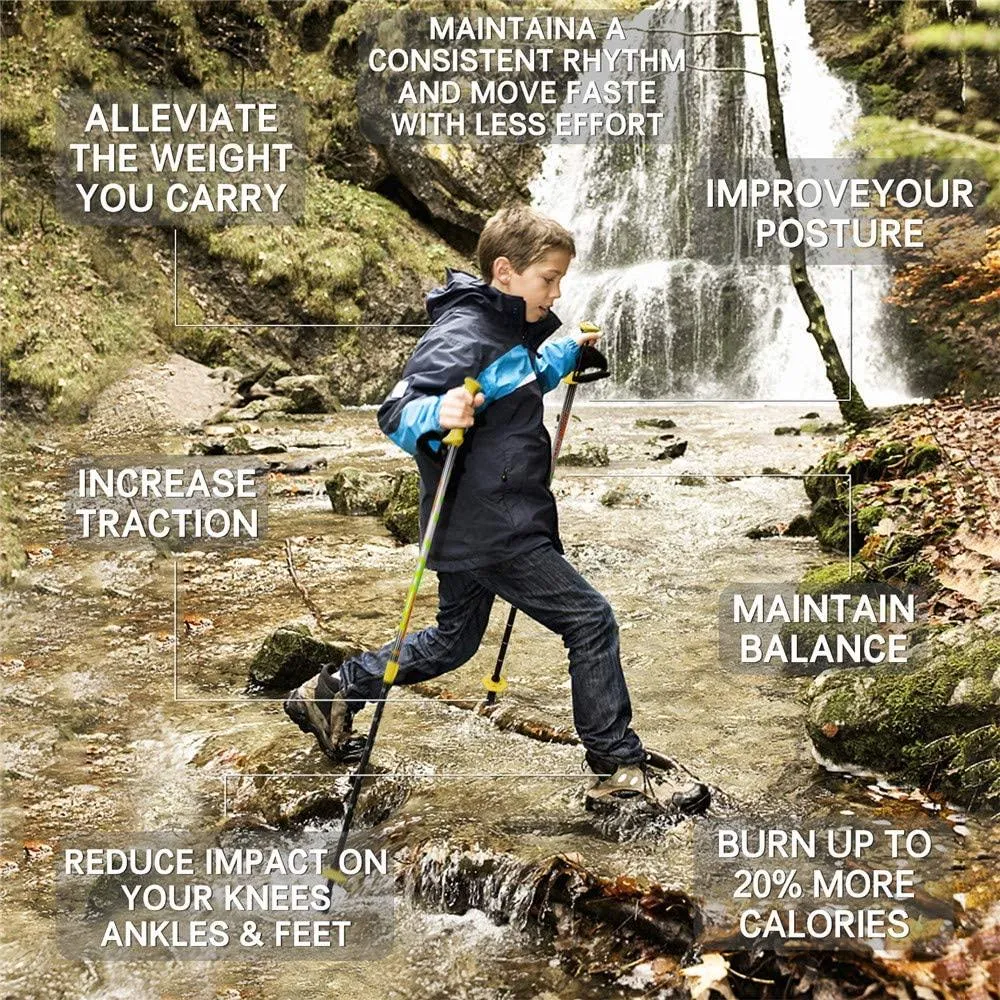 FitTrek Carbon Fiber Trekking Poles: Lightweight, Telescopic, and Versatile - Perfect for Hiking and Nordic Walking. Includes Rubber Tips, Pole Bag, 2 Pairs