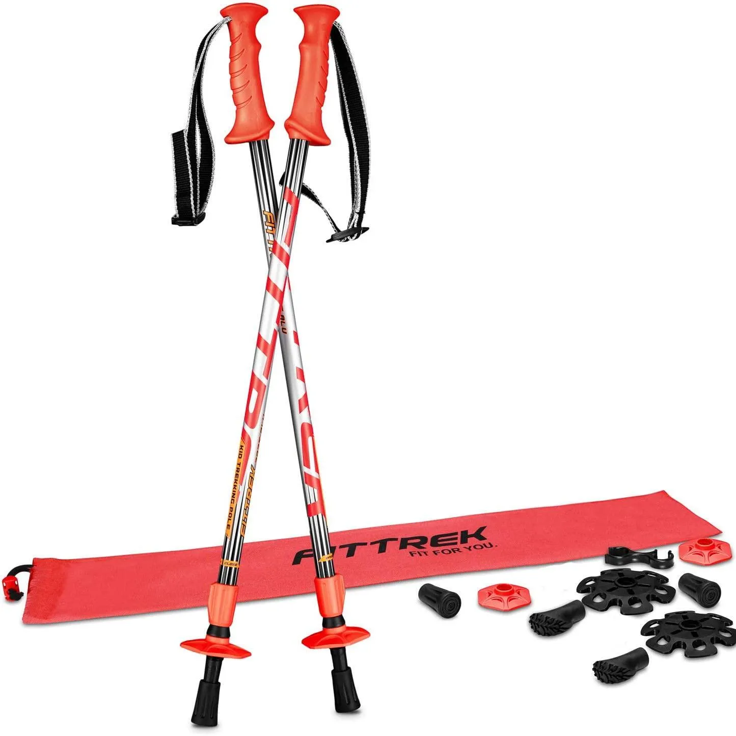 FitTrek Carbon Fiber Trekking Poles: Lightweight, Telescopic, and Versatile - Perfect for Hiking and Nordic Walking. Includes Rubber Tips, Pole Bag, 2 Pairs