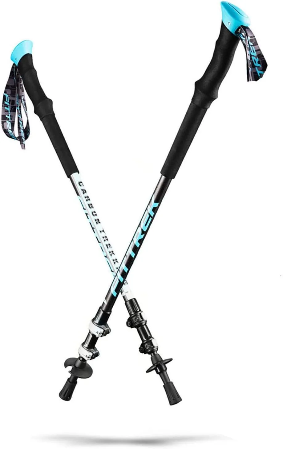 FitTrek Carbon Fiber Trekking Poles: Lightweight, Telescopic, and Versatile - Perfect for Hiking and Nordic Walking. Includes Rubber Tips, Pole Bag, 2 Pairs