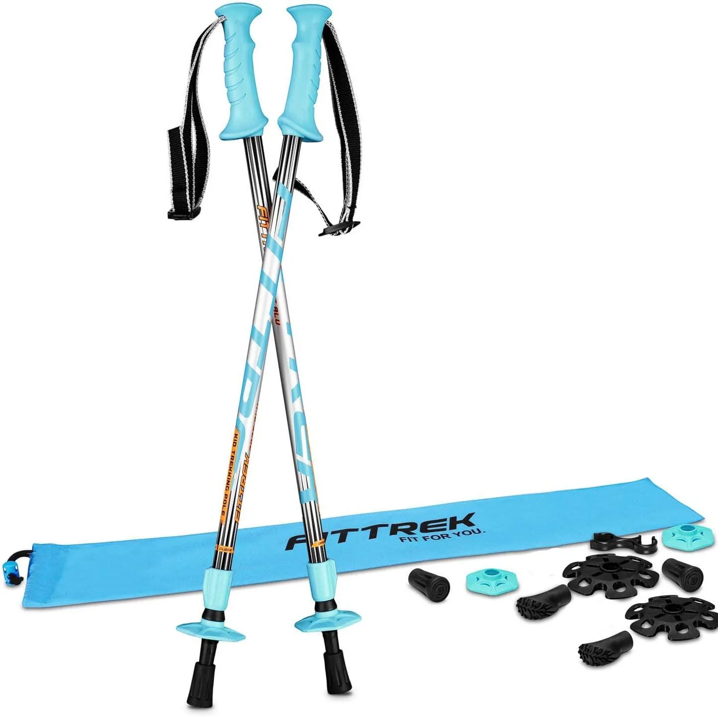 FitTrek Carbon Fiber Trekking Poles: Lightweight, Telescopic, and Versatile - Perfect for Hiking and Nordic Walking. Includes Rubber Tips, Pole Bag, 2 Pairs