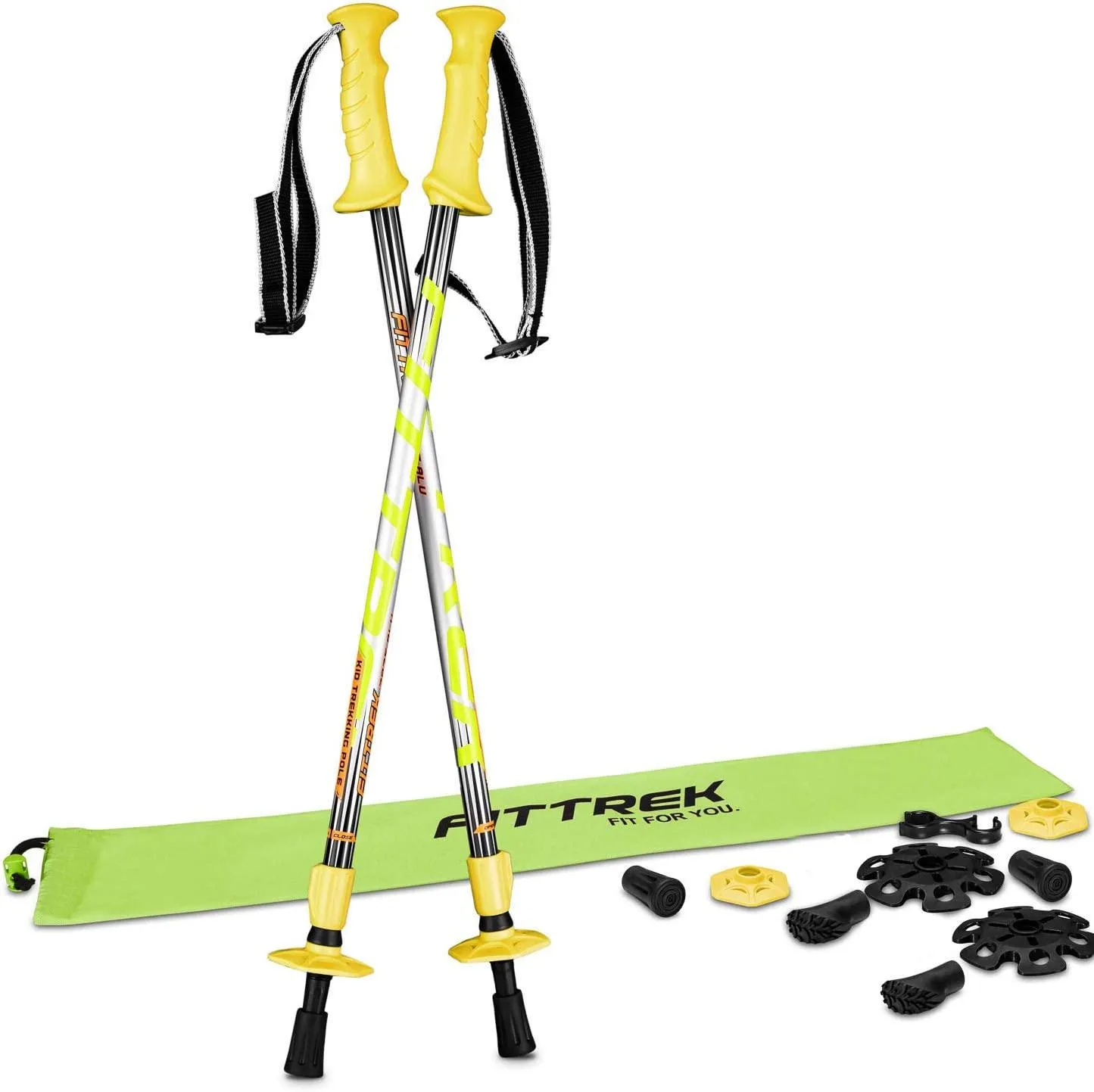 FitTrek Carbon Fiber Trekking Poles: Lightweight, Telescopic, and Versatile - Perfect for Hiking and Nordic Walking. Includes Rubber Tips, Pole Bag, 2 Pairs