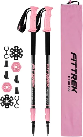 FitTrek Carbon Fiber Trekking Poles: Lightweight, Telescopic, and Versatile - Perfect for Hiking and Nordic Walking. Includes Rubber Tips, Pole Bag, 2 Pairs