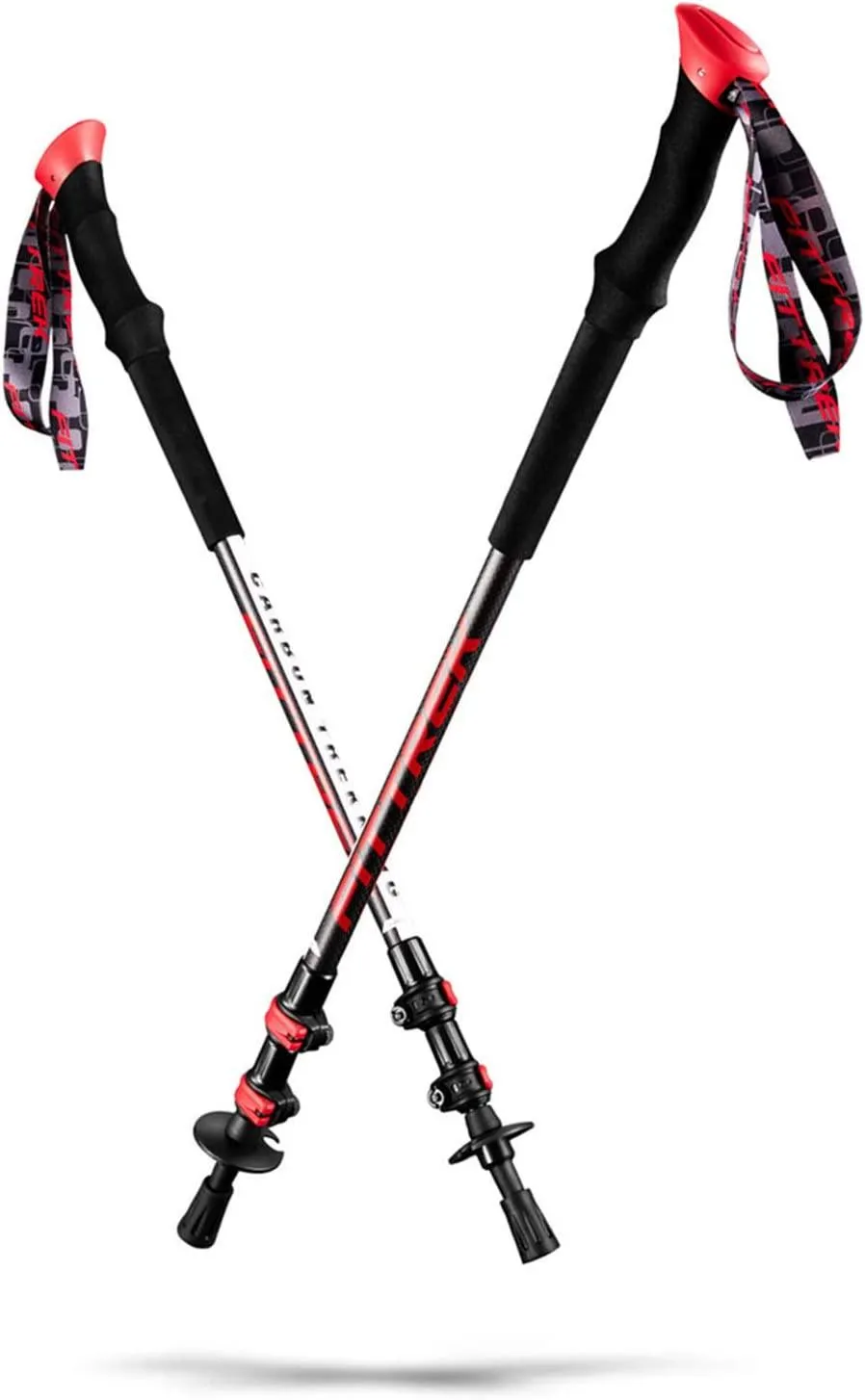 FitTrek Carbon Fiber Trekking Poles: Lightweight, Telescopic, and Versatile - Perfect for Hiking and Nordic Walking. Includes Rubber Tips, Pole Bag, 2 Pairs