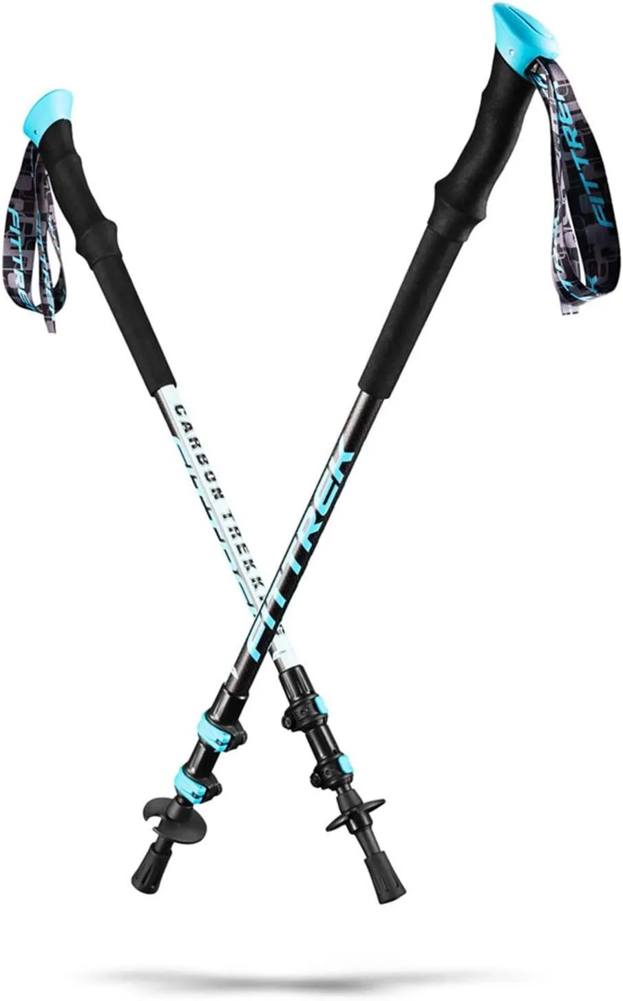 FitTrek Carbon Fiber Trekking Poles: Lightweight, Telescopic, and Versatile - Perfect for Hiking and Nordic Walking. Includes Rubber Tips, Pole Bag, 2 Pairs