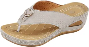 Flip Flops for Women Comfortable Wedge Shoes Dressy Orthopedic Walking Slides Summer Casual Thong Sandal Beach Vacation Slip On Slides with Arch Support
