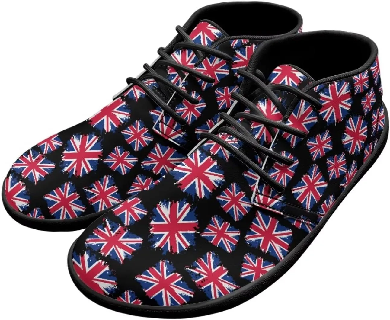 Forchrinse American Flag Mens Boots Mid Top Fashion Sneakers Leather Lace up Ankle Boots Walking Driving Shoes with Eva Sole