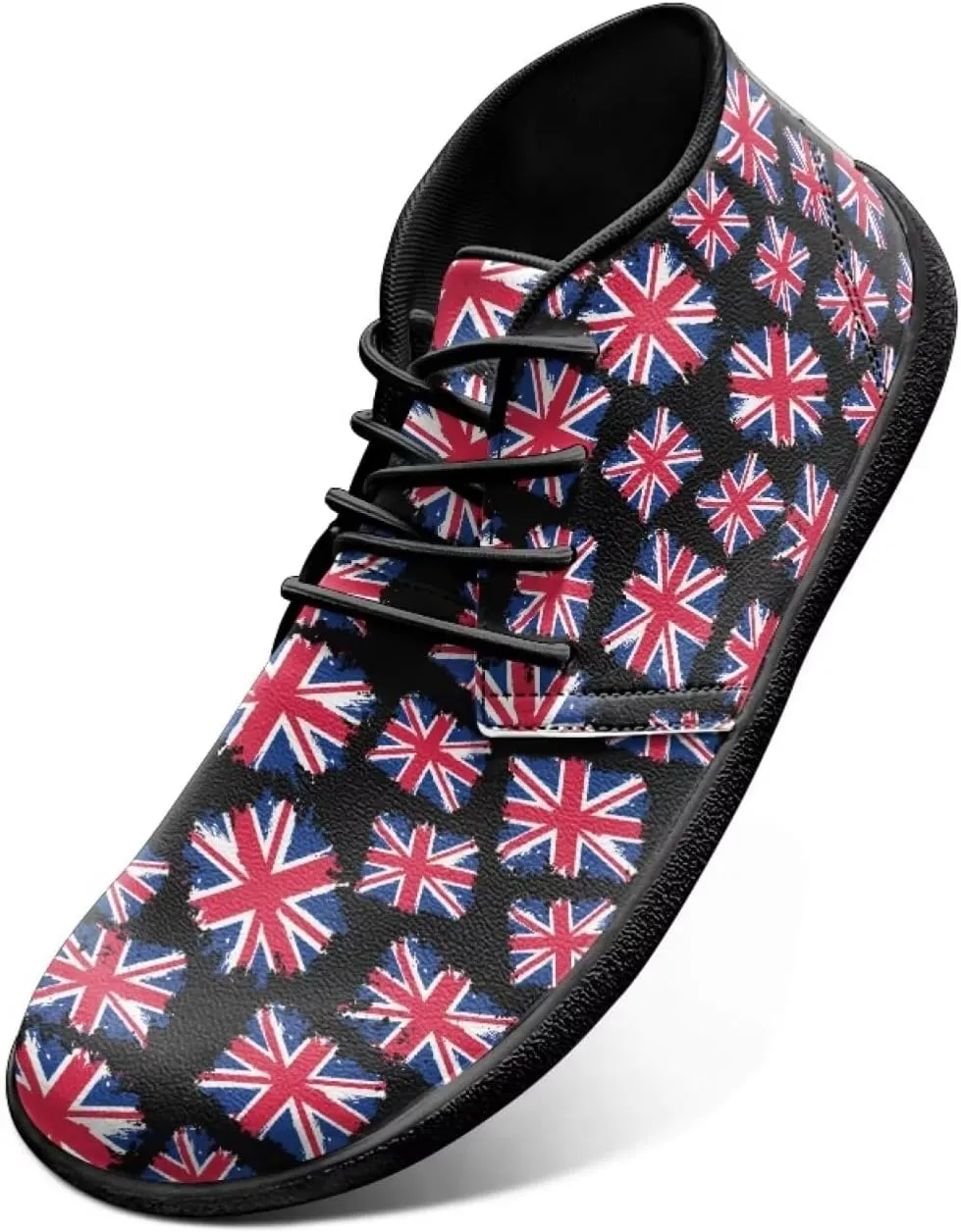 Forchrinse American Flag Mens Boots Mid Top Fashion Sneakers Leather Lace up Ankle Boots Walking Driving Shoes with Eva Sole