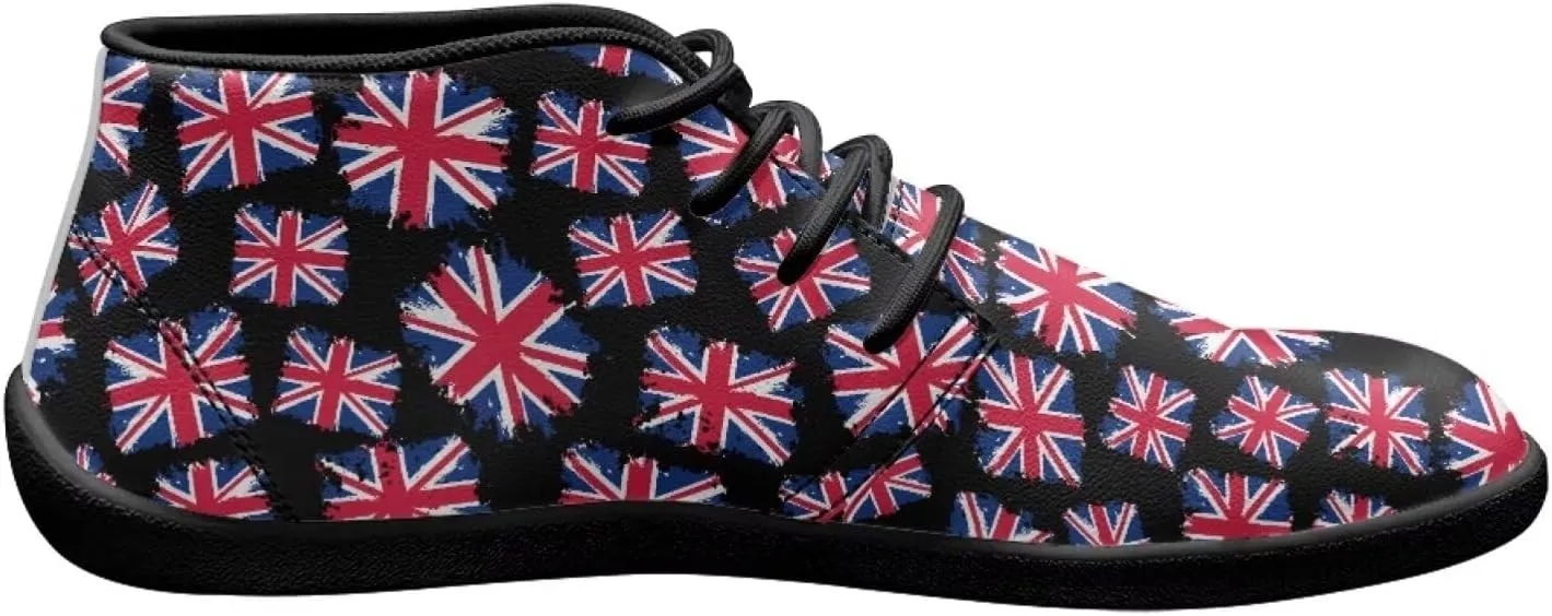 Forchrinse American Flag Mens Boots Mid Top Fashion Sneakers Leather Lace up Ankle Boots Walking Driving Shoes with Eva Sole
