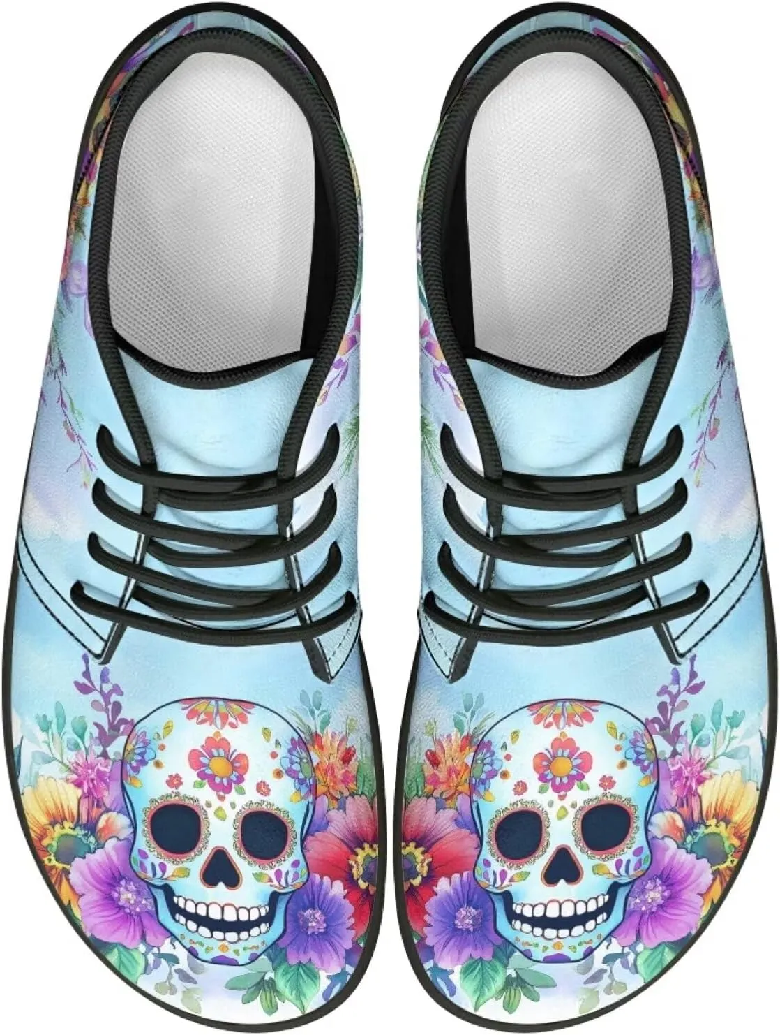 Forchrinse Blood Skull Mens Boots Fashion Sneakers Leather Mid Top Ankle Boots Lace up Walking Driving Shoes with Eva Sole