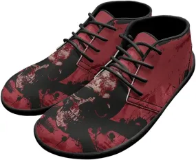 Forchrinse Blood Skull Mens Boots Fashion Sneakers Leather Mid Top Ankle Boots Lace up Walking Driving Shoes with Eva Sole