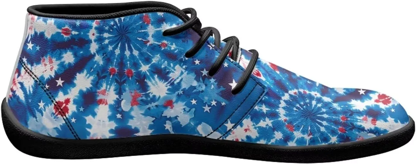 Forchrinse Blood Skull Print Mens Causal Flat Leather Shoes Slip on Mid Top Walking Shoes Dark Gothic Sneakers for Men Fashion Chukka Boots