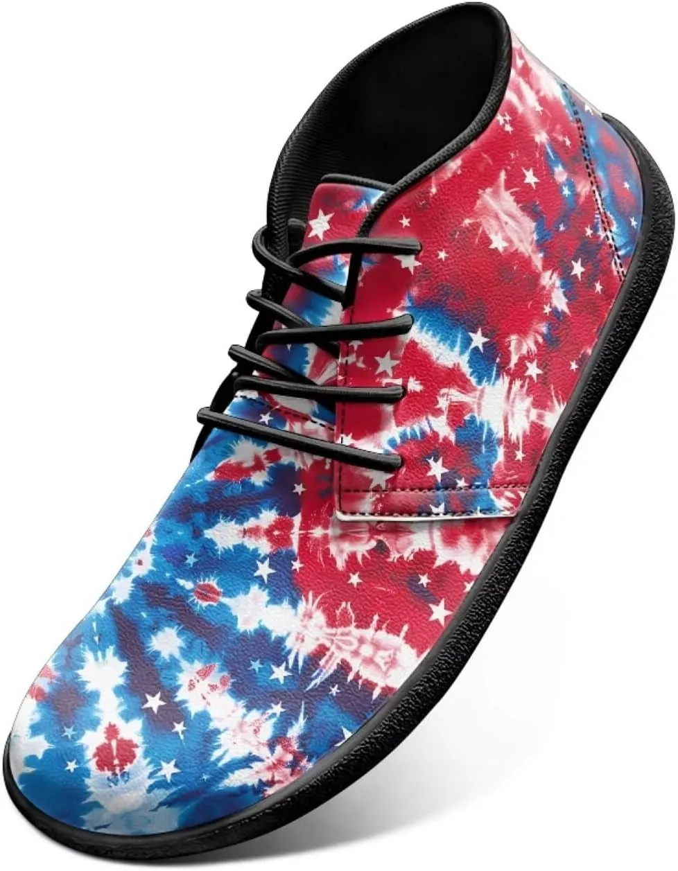 Forchrinse Blood Skull Print Mens Causal Flat Leather Shoes Slip on Mid Top Walking Shoes Dark Gothic Sneakers for Men Fashion Chukka Boots