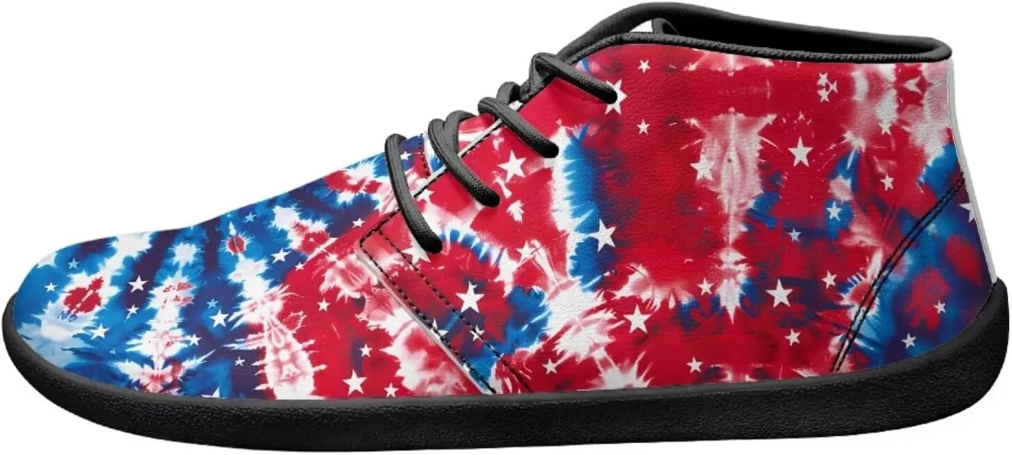 Forchrinse Blood Skull Print Mens Causal Flat Leather Shoes Slip on Mid Top Walking Shoes Dark Gothic Sneakers for Men Fashion Chukka Boots