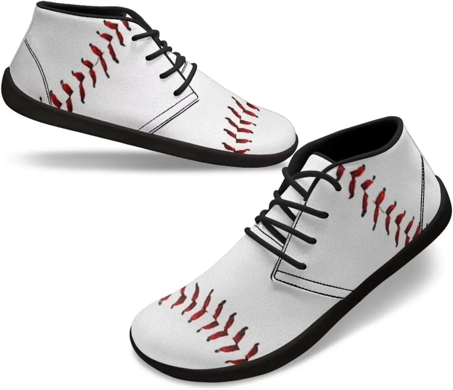 Forchrinse White Baseball Men's Waterproof Boots Mid Top Sneakers Shoes for Men - Causal Sports Fan Baseball Shoes Indoor Outdoor Leather Shoes with Rubber Sole