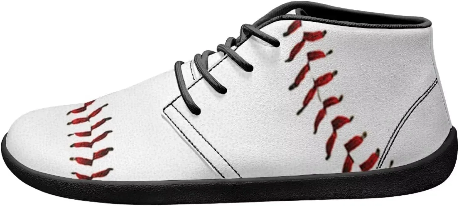 Forchrinse White Baseball Men's Waterproof Boots Mid Top Sneakers Shoes for Men - Causal Sports Fan Baseball Shoes Indoor Outdoor Leather Shoes with Rubber Sole
