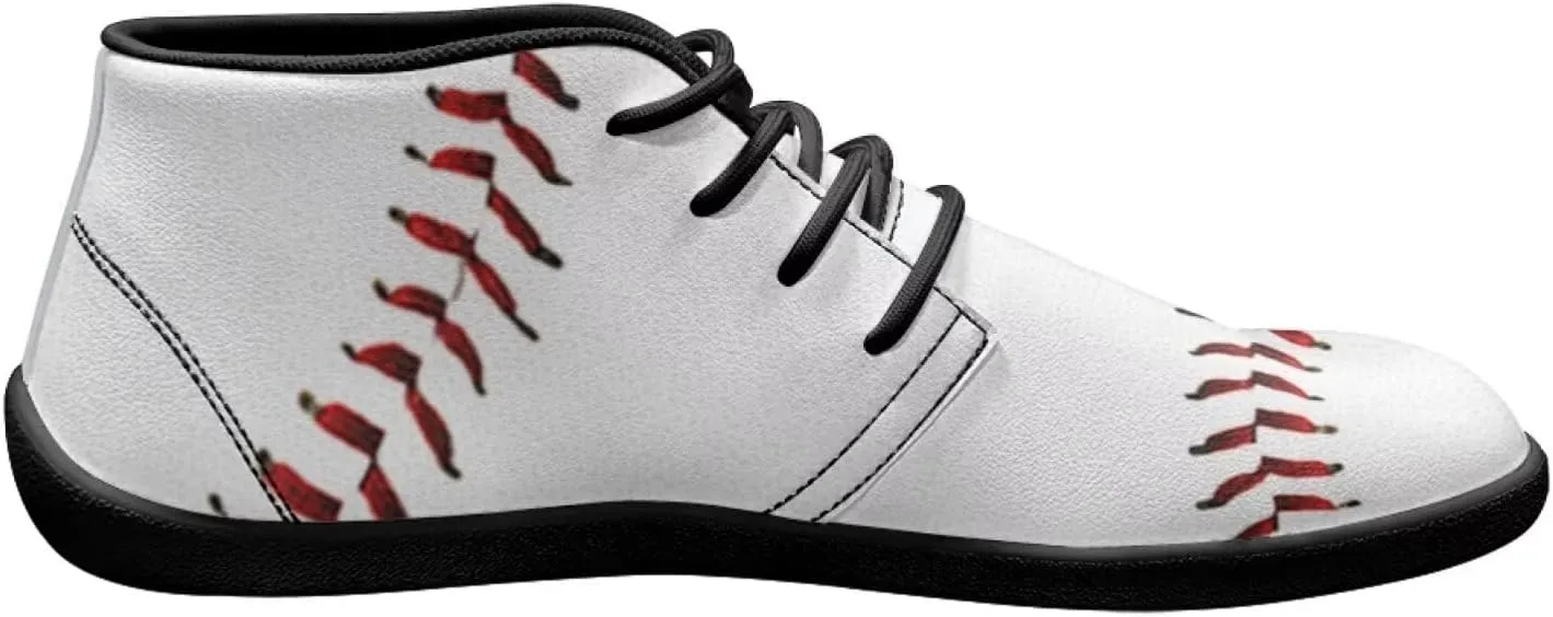 Forchrinse White Baseball Men's Waterproof Boots Mid Top Sneakers Shoes for Men - Causal Sports Fan Baseball Shoes Indoor Outdoor Leather Shoes with Rubber Sole