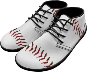 Forchrinse White Baseball Men's Waterproof Boots Mid Top Sneakers Shoes for Men - Causal Sports Fan Baseball Shoes Indoor Outdoor Leather Shoes with Rubber Sole