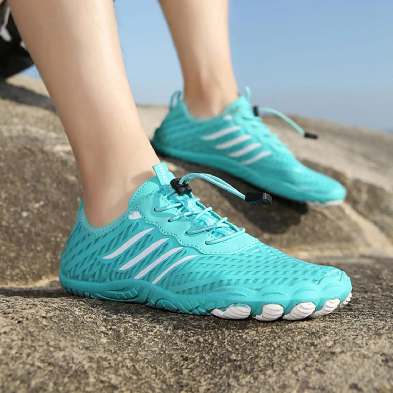 Hiking Barefoot Shoes for Women Men Non-Slip&Wide Toe Box Grounded Footwear,Breathable Waterproof Beach Walking Shoes,Lightweight Adjustable Trail Running Footwear Neuropathy Sneakers Comfort Wear