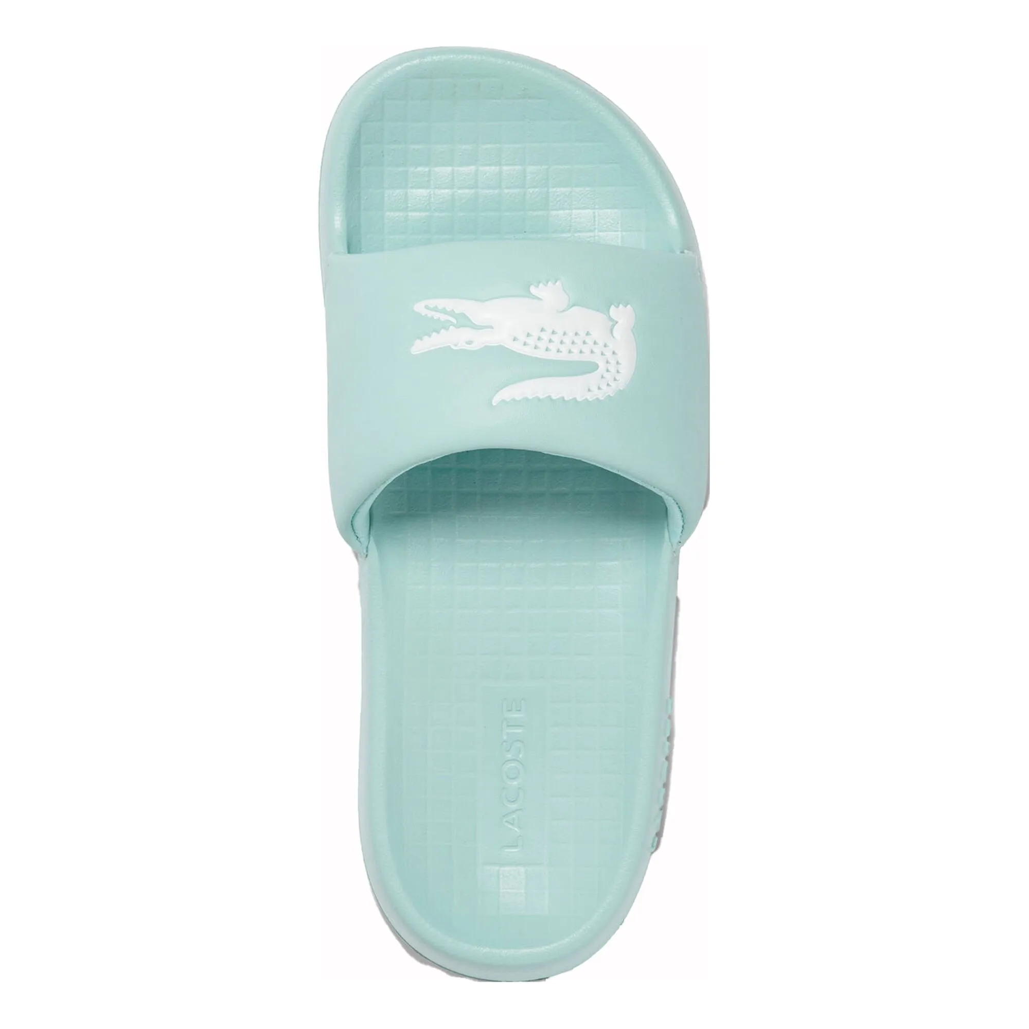 Lacoste Women's Croco 1.0 Synthetic Slides Sandal, Blue