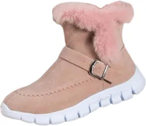 Ladmiple Snow Boots For Women Cute Wide Calf Casual Slip-on Warm Loafers Shoes Fur-Lined Comfortable Winter Ankle Booties