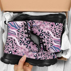 Pink Leopard and Tiger Print 7 Eye Walking Boots