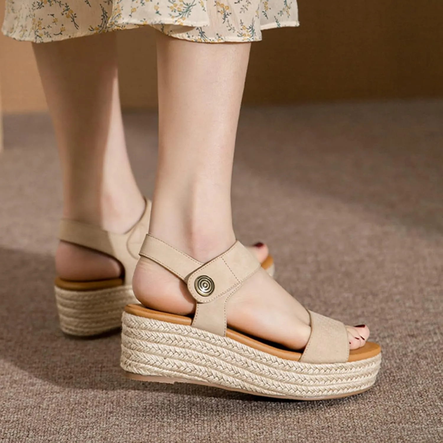Platform Sandals for Women Summer Open Toe Non Slip Flatform Sandals Dressy Casual Buckle Ankle Strap Slides Sandal for All Occasions: Casual, Work, Party
