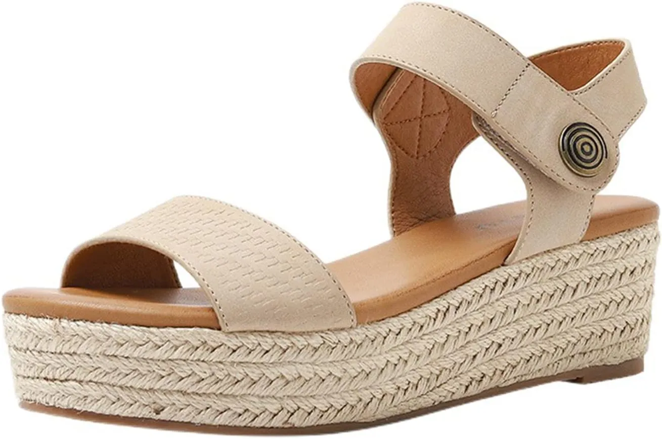 Platform Sandals for Women Summer Open Toe Non Slip Flatform Sandals Dressy Casual Buckle Ankle Strap Slides Sandal for All Occasions: Casual, Work, Party