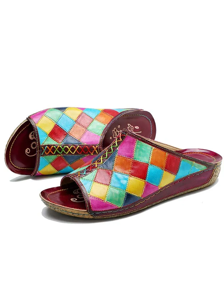 Retro Handmade Plaid Slippers