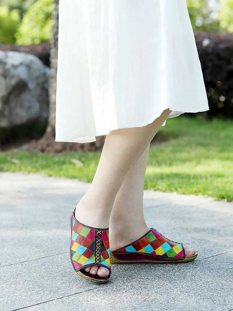 Retro Handmade Plaid Slippers