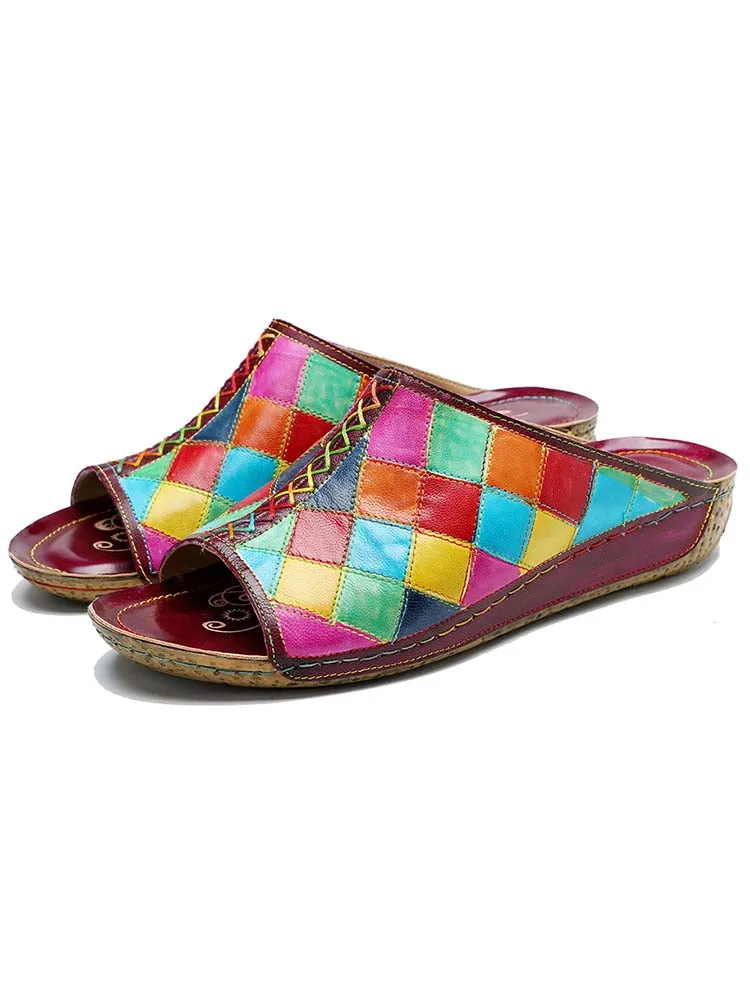 Retro Handmade Plaid Slippers
