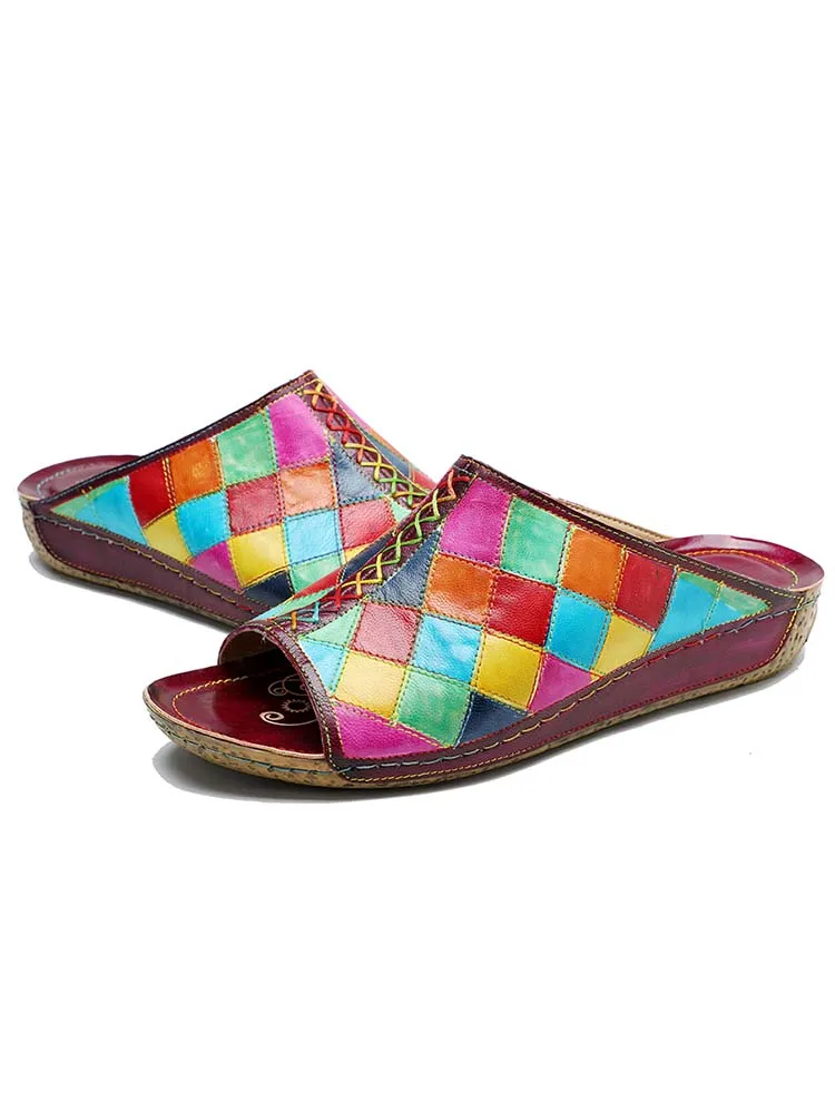 Retro Handmade Plaid Slippers