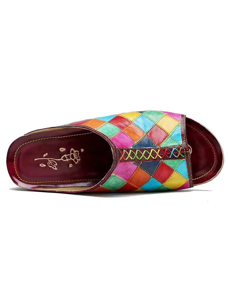 Retro Handmade Plaid Slippers