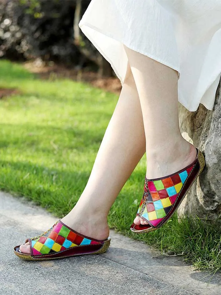 Retro Handmade Plaid Slippers