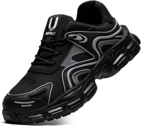 Steel Toe Shoes for Women Men Wide Non Slip Composite Work Sneakers Indestructible Comfortable Safety Tennis Shoes Lightweight Breathable Construction Sneakers Puncture Proof Ergonomic Design